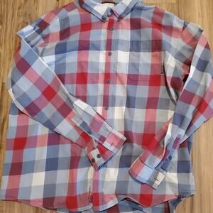 Columbia Mens red/Grey plaid long sleeve shirt xxl